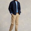 Marinblå Ralph Lauren plaggfärgade Oxford-overshirtjackor för män Marinblå Ralph Lauren plaggfärgade Oxford-overshirtjackor för män