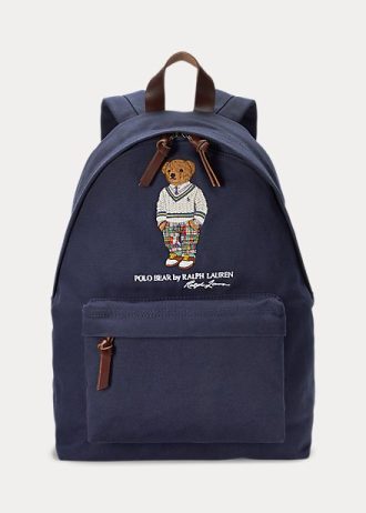 Marinblå Ralph Lauren Polo Bear Canvas Ryggsäckar för män