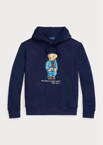 Marinblå Ralph Lauren Polo Bear Fleece-huvtröja för män Marinblå Ralph Lauren Polo Bear Fleece-huvtröja för män