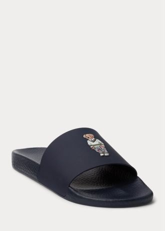 Marinblå Ralph Lauren Polo Bear Tofflor för män