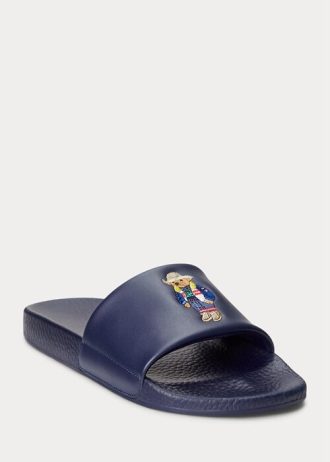Marinblå Ralph Lauren Polo Bear Tofflor för män