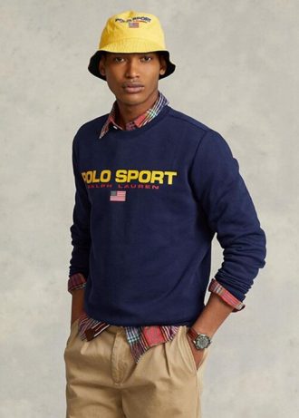 Marinblå Ralph Lauren Polo sportfleecetröja för män