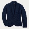 Marinblå Ralph Lauren Quilted Indigo Jerseyjackor för kvinnor Marinblå Ralph Lauren Quilted Indigo Jerseyjackor för kvinnor