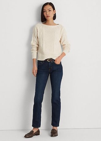 Marinblå Ralph Lauren Ralph Lauren raka, kurviga jeans med låg höjd