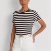 Marinblå Ralph Lauren randiga T-shirts i bomull i stretchig bomull Marinblå Ralph Lauren randiga T-shirts i bomull i stretchig bomull