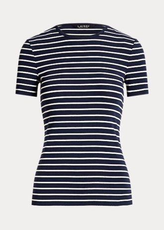 Marinblå Ralph Lauren randiga T-shirts i bomull i stretchig bomull