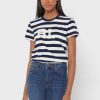 Marinblå Ralph Lauren randiga T-shirts med rund hals för kvinnor