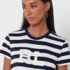 Marinblå Ralph Lauren randiga T-shirts med rund hals för kvinnor