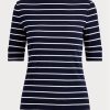 Marinblå Ralph Lauren randiga toppar med båthals för kvinnor Marinblå Ralph Lauren randiga toppar med båthals för kvinnor
