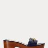 Marinblå Ralph Lauren Roxanne Nappa Lädersandaler för kvinnor Marinblå Ralph Lauren Roxanne Nappa Lädersandaler för kvinnor