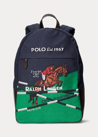 Marinblå Ralph Lauren Ryggsäckar i canvas med ridtryck för män