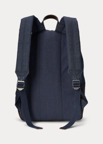 Marinblå Ralph Lauren Ryggsäckar i canvas med ridtryck för män