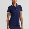 Marinblå Ralph Lauren skräddarsydda pikétröjor i passform för kvinnor Marinblå Ralph Lauren skräddarsydda pikétröjor i passform för kvinnor