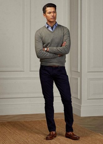 Marinblå Ralph Lauren Slim Fit Stretch Jeans för män