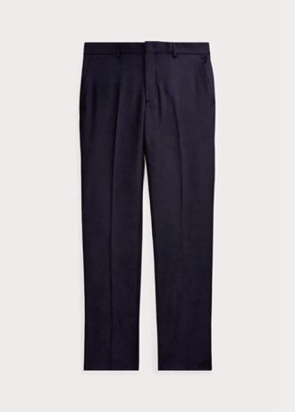 Marinblå Ralph Lauren Slim Fit Wool Twill byxor för män