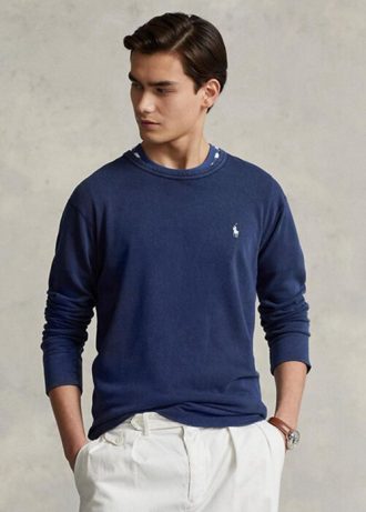 Marinblå Ralph Lauren Spa Terry Sweatshirt för män