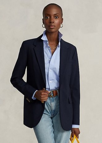 Marinblå Ralph Lauren Stretch Blazers med två knappar för kvinnor