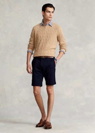 Marinblå Ralph Lauren Stretch Chino-shorts med smal passform för män