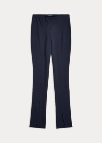 Marinblå Ralph Lauren Stretch-Wool Blend Twill Leggings för kvinnor