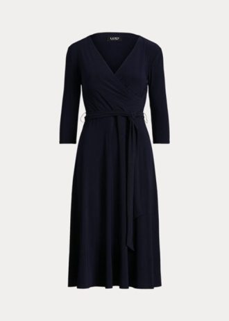 Marinblå Ralph Lauren Surplice Jerseyklänning för kvinnor