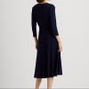 Marinblå Ralph Lauren Surplice Jerseyklänning för kvinnor Marinblå Ralph Lauren Surplice Jerseyklänning för kvinnor