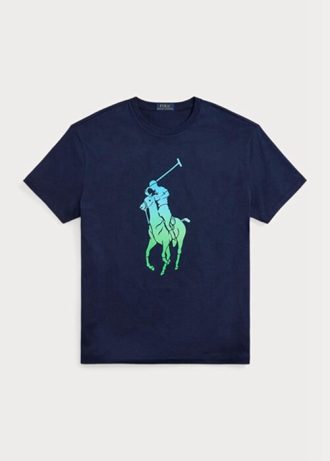 Marinblå Ralph Lauren T-shirts med stor ponnytröja i klassisk passform för män Marinblå Ralph Lauren T-shirts med stor ponnytröja i klassisk passform för män