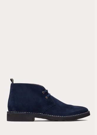 Marinblå Ralph Lauren Talan Chukka-stövlar i mocka för män