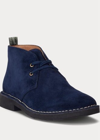 Marinblå Ralph Lauren Talan Chukka-stövlar i mocka för män