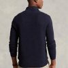 Marinblå Ralph Lauren texturerad bomull herrtröjor med kvarts dragkedja Marinblå Ralph Lauren texturerad bomull herrtröjor med kvarts dragkedja