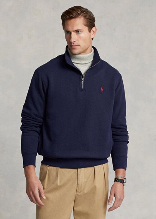 Marinblå Ralph Lauren The Rl fleecetröja för män Marinblå Ralph Lauren The Rl fleecetröja för män