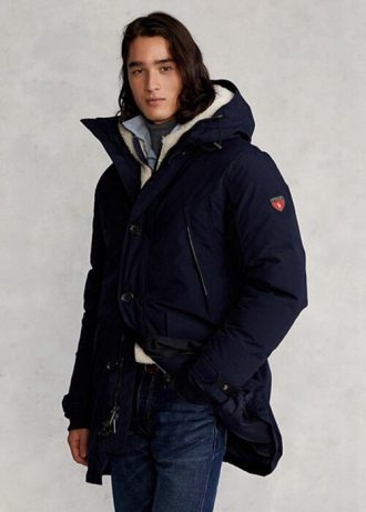 Marinblå Ralph Lauren Vattenavvisande dunparkajackor för män