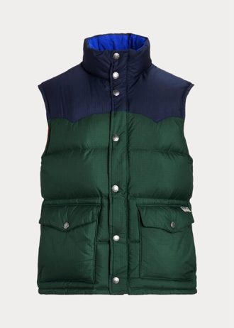 Marinblå Ralph Lauren vattenavvisande västerländsk dunväst för män