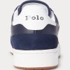 Marinblå / Röda Ralph Lauren Court Sneakers i läder-mocka för män Marinblå / Röda Ralph Lauren Court Sneakers i läder-mocka för män