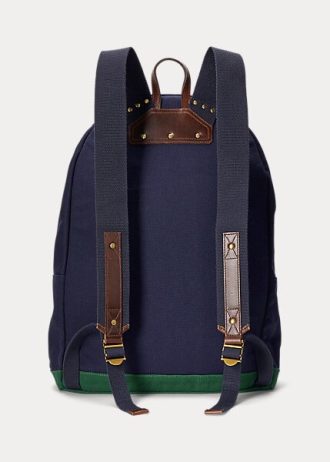 Marinblå ryggsäckar i kanvas med broderade logotyper för män av Ralph Lauren