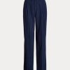 Marinblå/vit dam Ralph Lauren Pinstripe Twill raka byxor Marinblå/vit dam Ralph Lauren Pinstripe Twill raka byxor