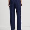 Marinblå/vit dam Ralph Lauren Pinstripe Twill raka byxor Marinblå/vit dam Ralph Lauren Pinstripe Twill raka byxor