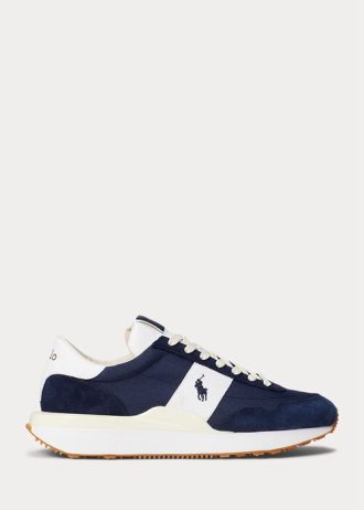 Marinblå/vit herr Ralph Lauren Train 89 Mocka & Oxford Sneakers