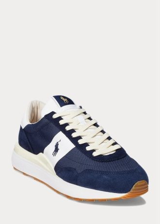 Marinblå/vit herr Ralph Lauren Train 89 Mocka & Oxford Sneakers