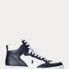Marinblå/vita mäns Ralph Lauren Court High-Top Sneakers i läder Marinblå/vita mäns Ralph Lauren Court High-Top Sneakers i läder