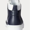 Marinblå/vita mäns Ralph Lauren Court High-Top Sneakers i läder Marinblå/vita mäns Ralph Lauren Court High-Top Sneakers i läder