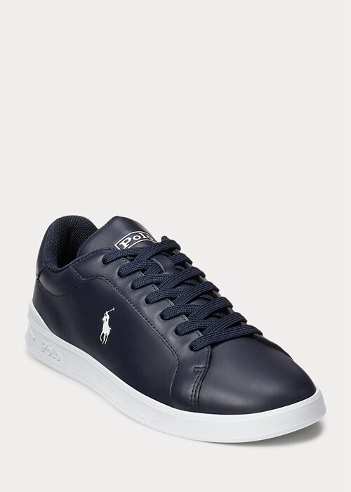 Marinblå/vita mäns Ralph Lauren Heritage Court II lädersneakers Marinblå/vita mäns Ralph Lauren Heritage Court II lädersneakers