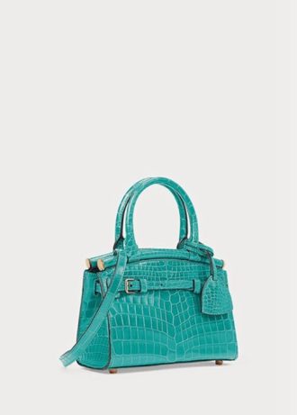 Mint Ralph Lauren Alligator Mini Rl50 handväska för kvinnor