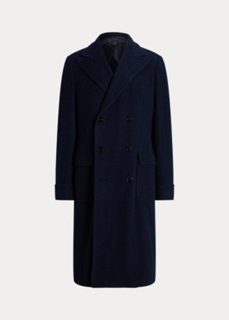 Mörk marinblå män Ralph Lauren Handgjorda ull fiskbensöverrockar