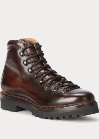 Mörkbruna herrskor Ralph Lauren Fidel polerade kalvskinn
