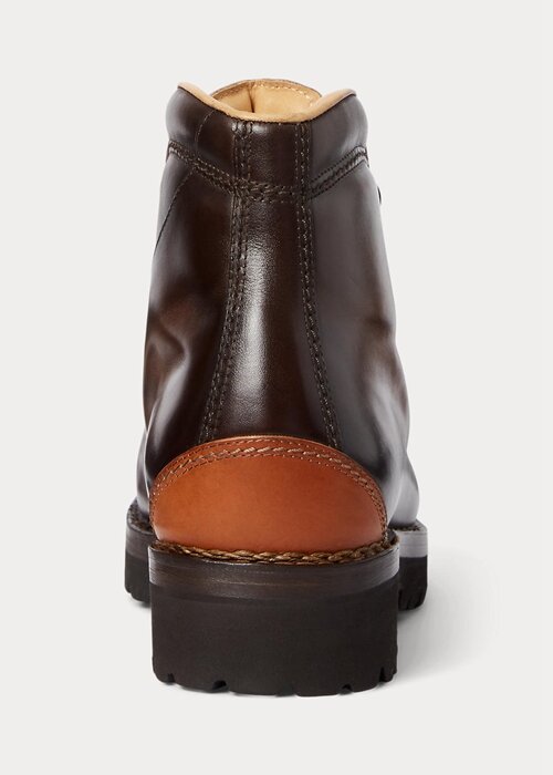 Mörkbruna Ralph Lauren Darrow kalvskinnsstövlar för män Mörkbruna Ralph Lauren Darrow kalvskinnsstövlar för män
