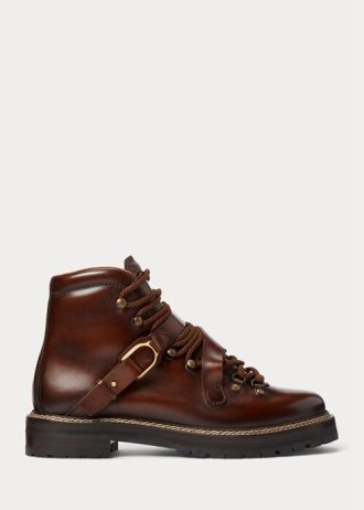 Mörkbruna Ralph Lauren Dimicia Welington Hand-Burnishedie-stövlar för kvinnor Mörkbruna Ralph Lauren Dimicia Welington Hand-Burnishedie-stövlar för kvinnor