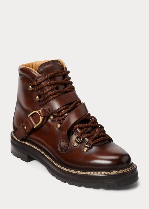 Mörkbruna Ralph Lauren Dimicia Welington Hand-Burnishedie-stövlar för kvinnor Mörkbruna Ralph Lauren Dimicia Welington Hand-Burnishedie-stövlar för kvinnor