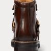 Mörkbruna Ralph Lauren Dimicia Welington Hand-Burnishedie-stövlar för kvinnor Mörkbruna Ralph Lauren Dimicia Welington Hand-Burnishedie-stövlar för kvinnor