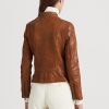 Mörkbruna Ralph Lauren Moto-jackor i läder för kvinnor Mörkbruna Ralph Lauren Moto-jackor i läder för kvinnor