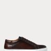 Mörkbruna Ralph Lauren Severn Sneakers i brunfärgat kalvskinn för män Mörkbruna Ralph Lauren Severn Sneakers i brunfärgat kalvskinn för män